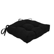 Kate Aurora Country Living Plush Solid Colored Country Farmhouse Reversible Chair Cushions/Pads With Tear Proof Ties - Black 