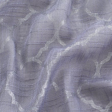 Kate Aurora 2 Piece Silver Sparkly Semi Sheer Trellis Quatrefoil Grommet Top Window Curtain Panels - 84 in. Long - Purple/Gra