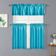 Kate Aurora Parisian Living Complete 3 Piece Lightweight Sheer Cafe Kitchen Curtain Tier & Valance Set - Turquoise