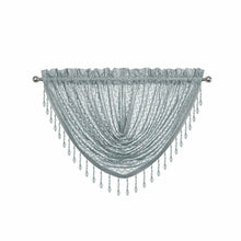 Kate Aurora Elegant Crystal Beaded Chevron Design Window Curtain Valances - 54 in. W x 38 in. L, Seaside Blue