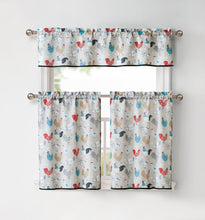 Kate Aurora 3 Piece Cafe Rod Pocket Autumn Country Rooster Kitchen Curtain Tier & Valance Set - Neutral