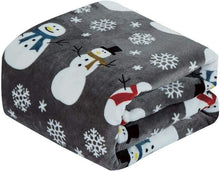 Kate Aurora Gray Snowman Ultra Soft & Plush Hypoallergenic Christmas Throw Blanket Cover - 50 in.  x 60 in. L