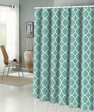 Kate Aurora Aqua Trellis Clover Lattic Design Fabric Shower Curtain - 70 in. W x 72 in. L