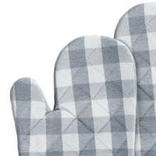 Kate Aurora 2 Pack Gingham Plaid Checkered Gingham Country Farmhouse Oven Mitts - 17 in. W x 17 in. L, Gray