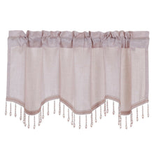 Kate Aurora 1 Piece Moroccan Sparkle Rod Pocket Semi Sheer Voile Beaded Trim Window Valance - Rose
