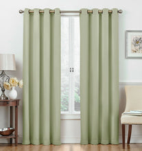 Kate Aurora Basic Jacquard 2 Piece Blackout Grommet Top Hotel Window Curtains - 52 in. W x 84 in. L, Sage