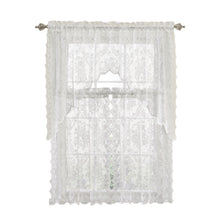 Kate Aurora Shabby Living Lena Floral Lace Complete Kitchen Curtain Tier & Swag Set - 58 in. W x 36 in. L, White