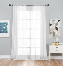 Kate Aurora 2 Piece Premium Rod Pocket Sheer Voile Curtain Panels For Extra Long Windows - 120 in. Long - White