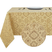 Kate Aurora Regency Collection Raised Jacquard Damask Fabric Tablecloth - 54 in. W x 84 in. L (6-8 Chairs), Gold