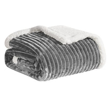 Kate Aurora Ultra Soft & Plush Cozy Corduroy Faux Shearling Accent Throw Blanket - 50 in x 60 in - Gray