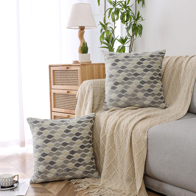 Kate Aurora 1 Piece Nolita Argyle Raised Chenille Ultra Plush & Fluffy 18"x 18" Filled Accent Throw Pillow With Removable Zip