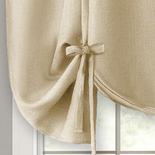 Kate Aurora Shabby Linen Farmhouse Sheer Flax Curtain Tie Up Single Window Curtain Shade - 42 in. W x 63 in. L, Toast