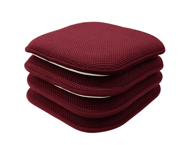 Kate Aurora Nantucket Farms Ultra Soft Chenille Burgundy Red Memory Foam Non Slip Chair Cushion Pads - 6 Piece