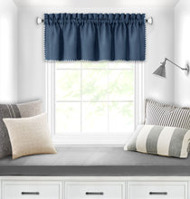 Kate Aurora Coastal Hamptons Living Textured Rod Pocket  Window Valance - Blue