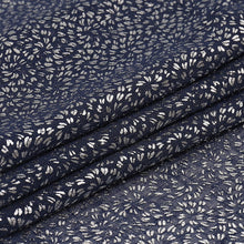 Kate Aurora Glam Chic Living 2 Pack Metallic Foil Sparkle Slub Sheer Grommet Top Curtain Panels - Navy