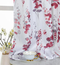 Kate Aurora Watercolor Floral Lillies Complete 3 Piece Rod Pocket Kitchen Curtain Tier & Valance Set - Berry