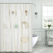 GoodGram Heavy Weight Fabric Shower Curtain Liners With Mesh Pockets - Standard Size