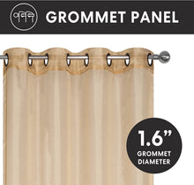 Kate Aurora 2 Piece Extra Long Grommet Top Sheer Voile Window Curtain Pair - 90 in. Long - Gold