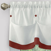 Kate Aurora Country Farmhouse Living Solid Colored Button Tuck Window Valance - 56in W x 14in L, Red