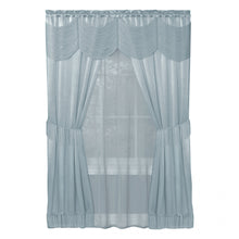 Kate Aurora Satin Chic Complete Attached Window Curtain, Tiebacks & Valance Set - 84 in. Long - Ice Blue