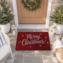 Kate Aurora Red Merry Christmas Bristled Coir Outdoor Welcome Mat - 18"x30"