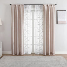 Kate Aurora Gloria Embroidered 6 Piece Rod Pocket Coordinating Sheer Window Curtain Panels - Linen