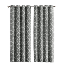 Kate Aurora 2 Piece 100% Full Blackout Trellis Grommet Top Window Curtain Panels - 52 in. W x 96 in. L, Gray