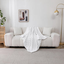 Kate Aurora Modern Lux Ultra Soft & Plush Ribbed Accent Throw Blanket - 50 in. W x 60 in. L - White