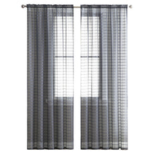 Kate Aurora 2 Piece Rod Pocket Plaid Sheer Voile Window Curtain Panels - 84 in. Long - Charcoal