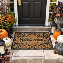 Kate Aurora Welcome Ironwork Designed Coir Bristled Outdoor All Season Welcome Mat With Rubber Trim - 18"x30"