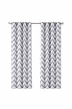 Kate Aurora 2 Piece Gray Chevron Room Darkening Grommet Top Window Curtain Panels For Short Windows
