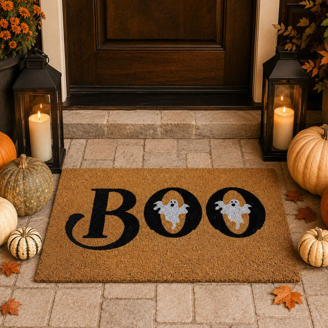 Kate Aurora Halloween Boo Bristled Coir Outdoor Welcome Mat - 18"x30"