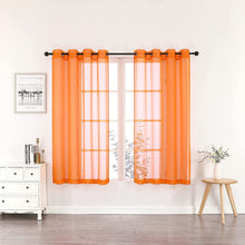GoodGram® Basics Bright Orange 2 Piece Grommet Top Translucent Sheer Voile Window Curtain Panels - 63 in. Long
