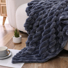 Kate Aurora Modern Lux Ultra Soft & Plush Ribbed Accent Throw Blanket - 50 in. W x 60 in. L - Navy
