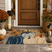 Kate Aurora Fall Harvest Bold Pumpkins Bristled Outdoor Welcome Mat - 18"x30"