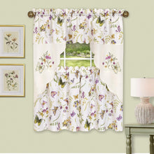 Kate Aurora Embellished Butterflies Garden Kitchen Curtain Tier & Swag 3 Piece Set