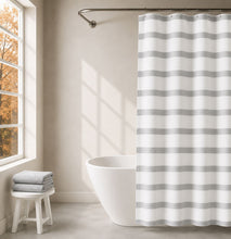 Kate Aurora Hotel Collection Spa Striped Waffle Fabric Shower Curtain - Gray