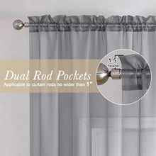 Kate Aurora 2 Piece For Extra Long Windows Rod Pocket Gray Rod Pocket Sheer Curtain Panels - 95 in. Long