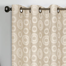 Kate Aurora Contemporary Woven Jacquard Modular Circles Grommet Top Single Window Curtain Panel - 63 in. Long - Tan