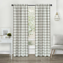 Kate Aurora Modern Country Farmhouse 3 Piece Buffalo Check Plaid Window Curtains & Valance Set - 63 in - Gray