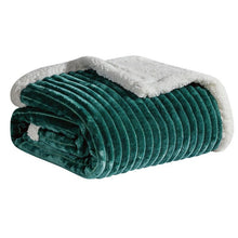 Kate Aurora Ultra Soft & Plush Cozy Corduroy Faux Shearling Accent Throw Blanket - 50 in x 60 in - Hunter Green