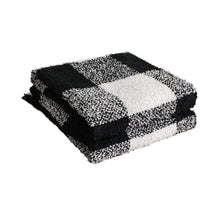 Kate Aurora Country Farmhouse Chic Ultra Soft Chenille Buffalo Check Plaid Throw Blanket - 50" x 60" - Black
