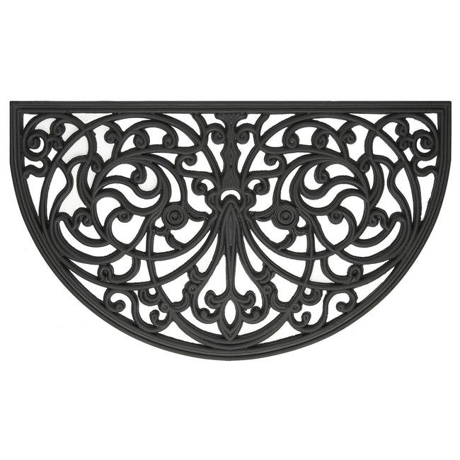 Kate Aurora Hyde Park Half Circle Welcome Coir Bristled Outdoor All Season Welcome Mat With Rubber Trim - 18"x30"