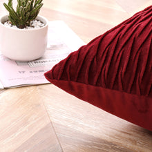 Kate Aurora Overfilled Crushed Velvet 1 Piece Zippered Christmas Accent Throw Pillow - 18" x 18" - Burgundy