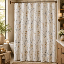 Kate Aurora Woodland Bloom Botanical Fabric Shower Curtain - 70 in. x 72 in. - Neutral