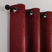 Kate Aurora 1 Piece Kathleen Light Filtering Grommet Top Embossed Fern Leaves Jacquard Window Curtain Panel