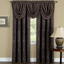 Kate Aurora 5 Piece Damask Thermal Blackout Rod Pocket Window Curtains & Valances Set - 52 in. W x 63 in. L, Chocolate Brown