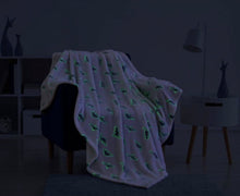 Kate Aurora Montauk Accents White & Gray Glow In The Dark Juvi Dinosaurs Ultra Soft & Plush Fleece Accent Throw Blanket