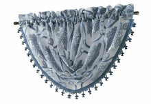 Kate Aurora Custom Scroll Sheer Voile Waterfall Window Curtain Valances - 57 in. W x 37 in. L, Blue