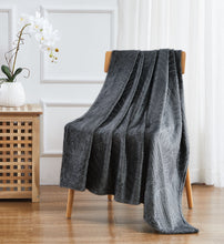 Kate Aurora Floral Ferns Shabby Chic Styled Oversized Ultra Soft & Plush Accent Throw Blanket - Charcoal